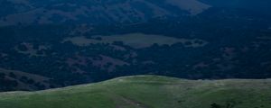 Preview wallpaper hills, mountains, grass, moon, night, nature