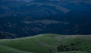 Preview wallpaper hills, mountains, grass, moon, night, nature