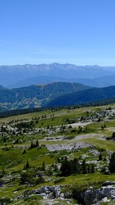 Preview wallpaper hills, mountains, greenery, trees, nature, landscape