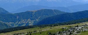 Preview wallpaper hills, mountains, greenery, trees, nature, landscape