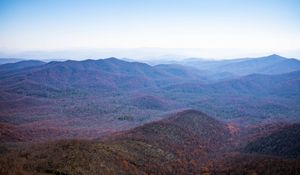 Preview wallpaper hills, mountains, landscape, fog, trees