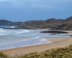 Preview wallpaper hills, mountains, sea, coast, beach, nature