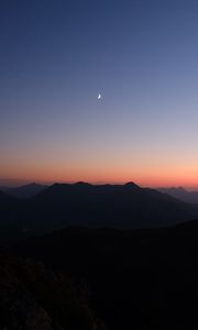 Preview wallpaper hills, mountains, silhouettes, moon, night