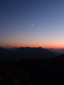 Preview wallpaper hills, mountains, silhouettes, moon, night