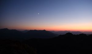 Preview wallpaper hills, mountains, silhouettes, moon, night