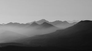 Preview wallpaper hills, mountains, silhouettes, fog