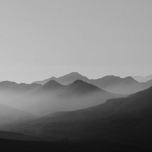 Preview wallpaper hills, mountains, silhouettes, fog