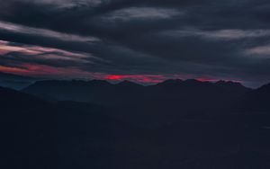 Preview wallpaper hills, mountains, sunset, sky, dark