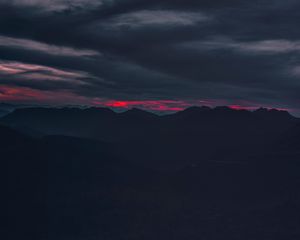 Preview wallpaper hills, mountains, sunset, sky, dark