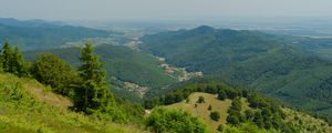 Preview wallpaper hills, mountains, trees, bushes, landscape