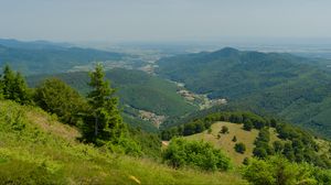 Preview wallpaper hills, mountains, trees, bushes, landscape