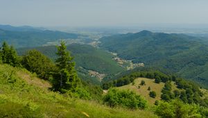 Preview wallpaper hills, mountains, trees, bushes, landscape