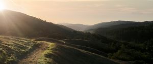 Preview wallpaper hills, path, sun, nature, landscape
