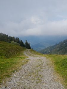 Preview wallpaper hills, path, trees, nature, landscape