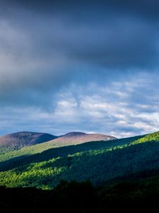 Preview wallpaper hills, peaks, sky, clouds, nature