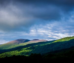 Preview wallpaper hills, peaks, sky, clouds, nature