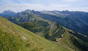 Preview wallpaper hills, peaks, slope, nature, grass