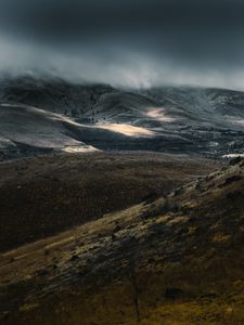 Preview wallpaper hills, relief, clouds, nature, landscape