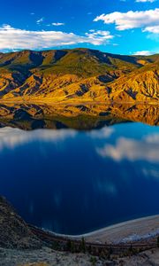 Preview wallpaper hills, river, reflection, nature