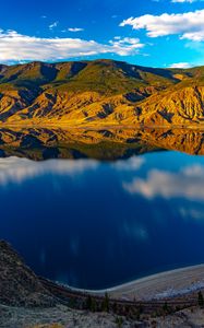 Preview wallpaper hills, river, reflection, nature