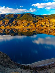 Preview wallpaper hills, river, reflection, nature