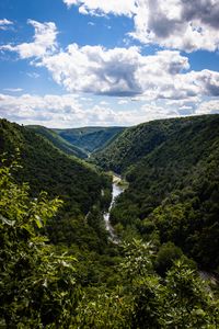 Preview wallpaper hills, river, valley, trees, bushes