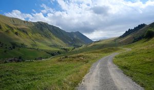 Preview wallpaper hills, road, grass, nature, landscape