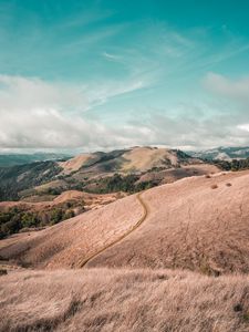 Preview wallpaper hills, road, landscape, aerial view