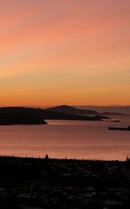 Preview wallpaper hills, sea, beach, evening