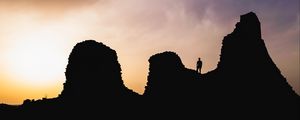 Preview wallpaper hills, silhouette, solitude, sunset, sardinia, italy