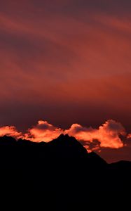 Preview wallpaper hills, silhouettes, clouds, sky, evening