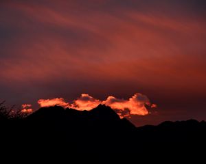 Preview wallpaper hills, silhouettes, clouds, sky, evening