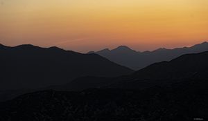 Preview wallpaper hills, silhouettes, mountains, sunrise, landscape