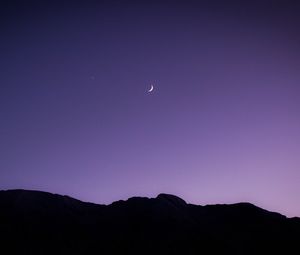 Preview wallpaper hills, silhouettes, night, moon