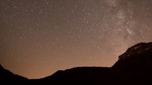 Preview wallpaper hills, silhouettes, starry sky, night