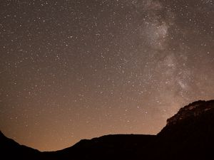 Preview wallpaper hills, silhouettes, starry sky, night
