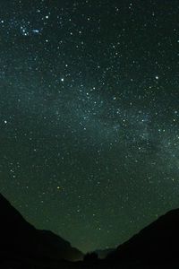 Preview wallpaper hills, silhouettes, starry sky, night, dark