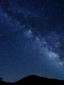 Preview wallpaper hills, silhouettes, starry sky, milky way, night