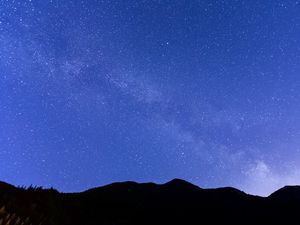 Preview wallpaper hills, silhouettes, starry sky, night, dark, sky