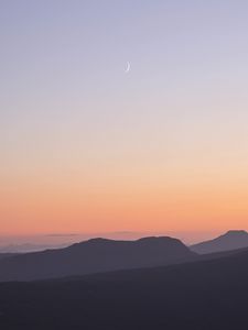 Preview wallpaper hills, silhouettes, twilight, moon