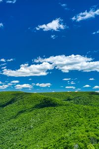 Preview wallpaper hills, sky, clouds, trees