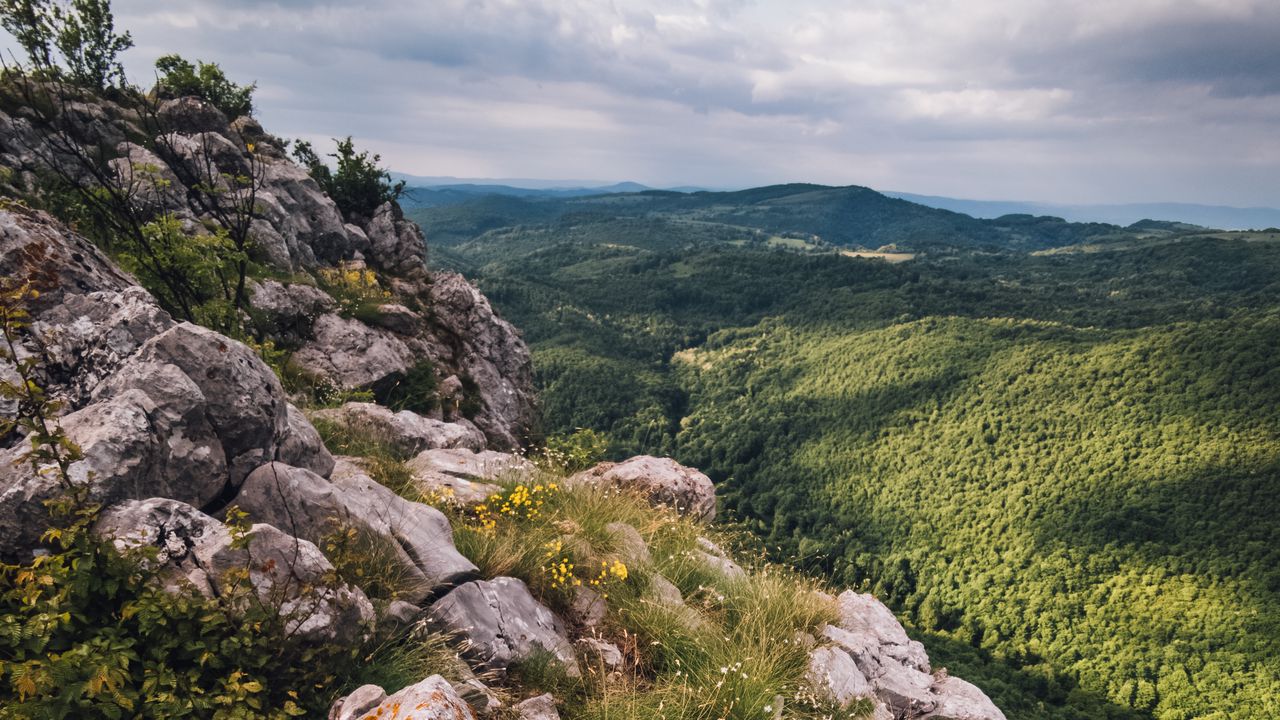 Wallpaper hills, slope, stones, landscape, nature