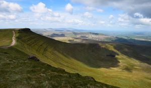 Preview wallpaper hills, slope, valley, landscape, sky, clouds