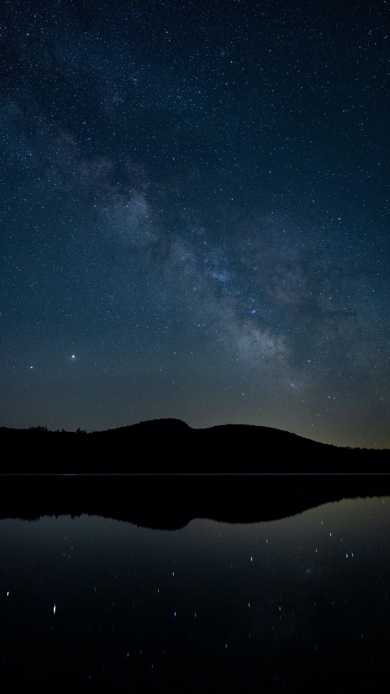Download wallpaper 1350x2400 hills, starry sky, night, reflection ...