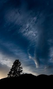 Preview wallpaper hills, tree, silhouettes, cloud