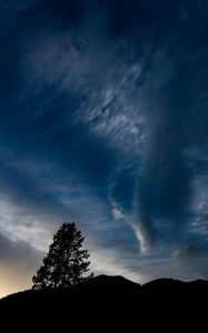 Preview wallpaper hills, tree, silhouettes, cloud