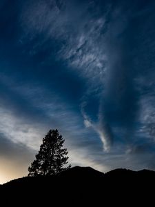 Preview wallpaper hills, tree, silhouettes, cloud