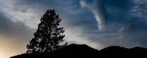 Preview wallpaper hills, tree, silhouettes, cloud