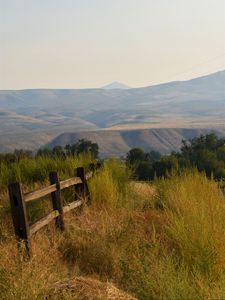 Preview wallpaper hills, trees, fence, nature, landscape