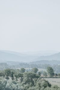 Preview wallpaper hills, trees, fog, horizon, landscape